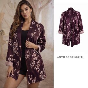 Anthropologie Ett:twa Women's Floral Blazer - Purple